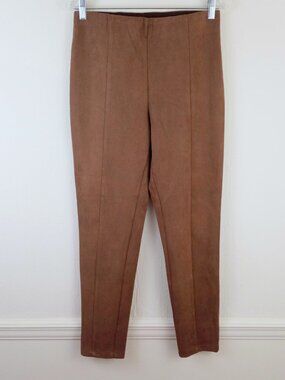 LOFT Brown Faux Suede Leggings Mid Rise Stretch Pull On
